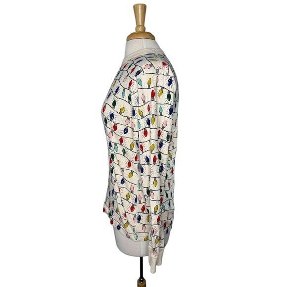 HANNA ANDERSSON Holiday Pajama Top in Bright Bulbs Sz Small Adult Lights Organic - Picture 2 of 9